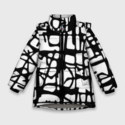 Куртка зимняя для девочки Черно-Белый мотив Cantabrigiensia, подходящий для, цвет: 3D-светло-серый