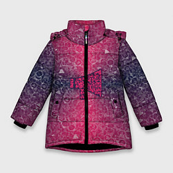 Куртка зимняя для девочки Мегафон на фоне АПВ 4 2 4 8, цвет: 3D-черный