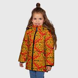Куртка зимняя для девочки Хохломские узоры, цвет: 3D-светло-серый — фото 2