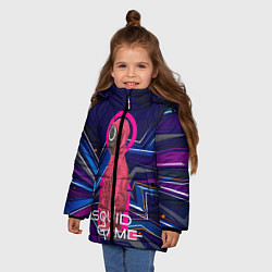 Куртка зимняя для девочки Игра в кальмара: Абстракция, цвет: 3D-черный — фото 2