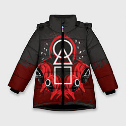 Куртка зимняя для девочки Игра в кальмара: Арт, цвет: 3D-черный
