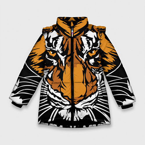 Зимняя куртка для девочки Взгляд хозяина джунглей / 3D-Черный – фото 1