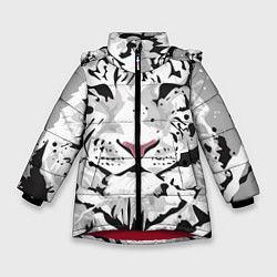 Куртка зимняя для девочки Белый снежный тигр, цвет: 3D-красный