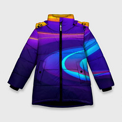 Куртка зимняя для девочки Аква принт, цвет: 3D-черный