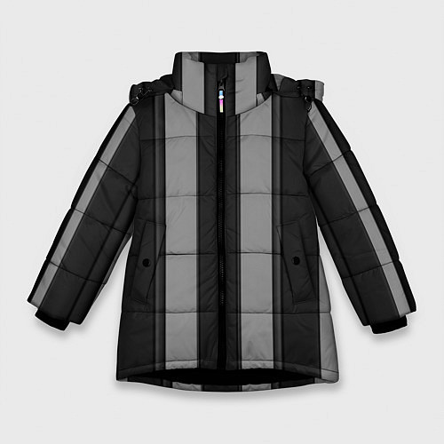 Зимняя куртка для девочки Ретро полосы / 3D-Черный – фото 1