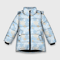 Куртка зимняя для девочки Узоры Снежинки, цвет: 3D-черный