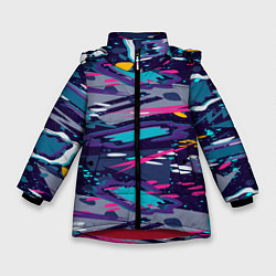 Зимняя куртка для девочки Космический абстрактный паттерн