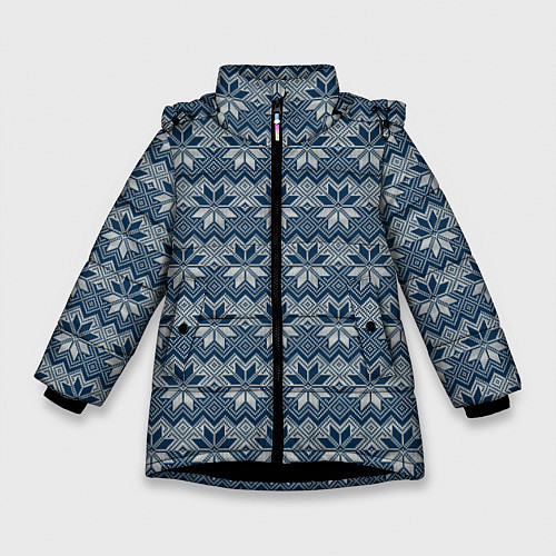 Зимняя куртка для девочки Северные Узоры алатырь / 3D-Черный – фото 1
