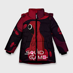 Зимняя куртка для девочки Игра в кальмара Red Black