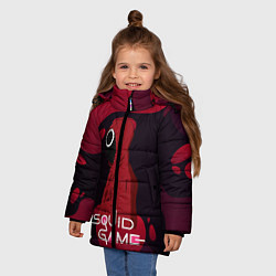 Куртка зимняя для девочки Игра в кальмара Red Black, цвет: 3D-черный — фото 2