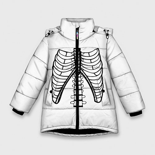 Зимняя куртка для девочки Ребра скелета / 3D-Черный – фото 1