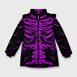 Куртка зимняя для девочки Розовые кости, цвет: 3D-черный