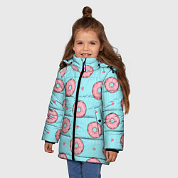Куртка зимняя для девочки Розовые пончики, цвет: 3D-черный — фото 2