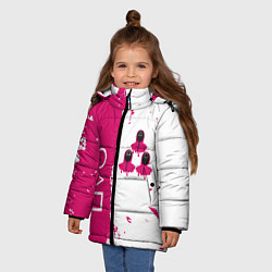 Куртка зимняя для девочки Игра в кальмара геометрические фигуры, цвет: 3D-красный — фото 2