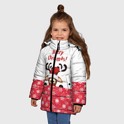 Куртка зимняя для девочки Оленёнок Merry Christmas, цвет: 3D-красный — фото 2