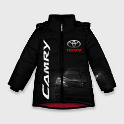 Куртка зимняя для девочки Черная Тойота Камри, цвет: 3D-красный