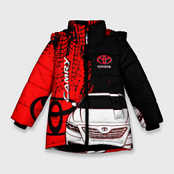 Куртка зимняя для девочки Camry Toyota glitch, цвет: 3D-черный