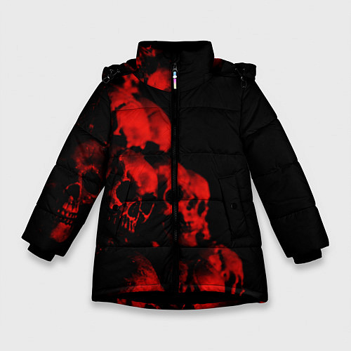 Зимняя куртка для девочки Черепа свалка / 3D-Черный – фото 1