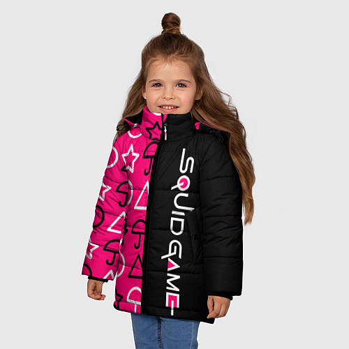 Зимняя куртка для девочки Игра в кальмара: Символика / 3D-Красный – фото 3