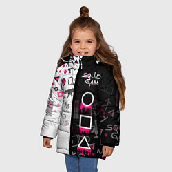 Куртка зимняя для девочки Игра в кальмара: Узор, цвет: 3D-красный — фото 2