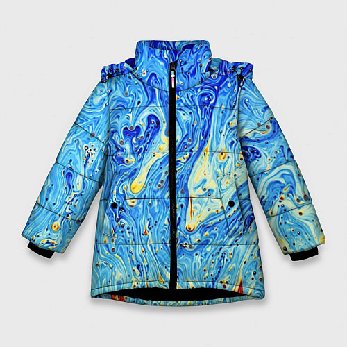 Зимняя куртка для девочки Сползающие краски / 3D-Черный – фото 1