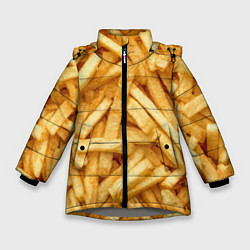 Куртка зимняя для девочки Картошка фриФастфуд, цвет: 3D-светло-серый