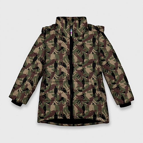 Зимняя куртка для девочки Бизнесмен камуфляж / 3D-Черный – фото 1