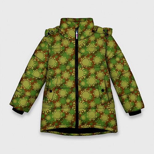 Зимняя куртка для девочки КоронаВирус камуфляж / 3D-Черный – фото 1