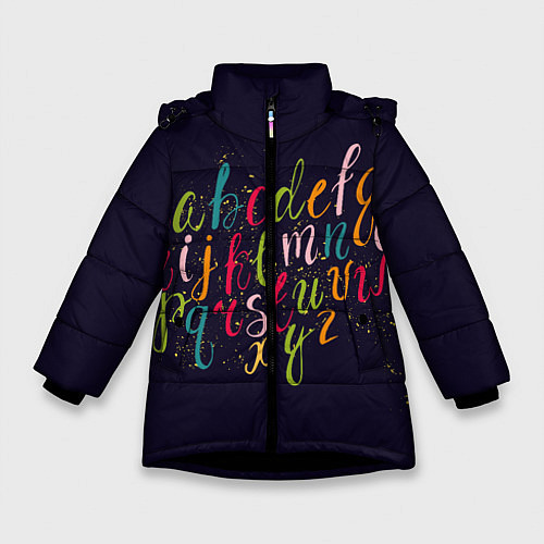 Зимняя куртка для девочки Чей-то алфавит / 3D-Черный – фото 1