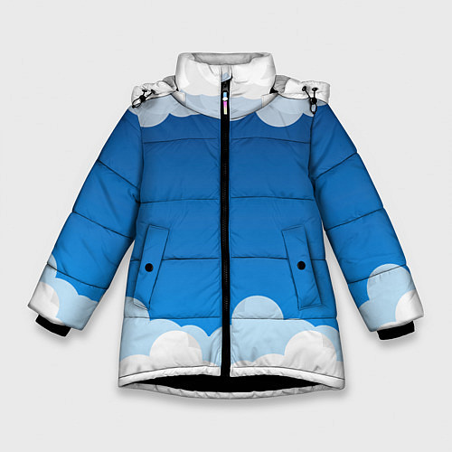 Зимняя куртка для девочки Полёт в облаках / 3D-Черный – фото 1