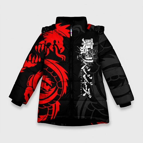 Зимняя куртка для девочки Токийские Мстители: Красный дракон / 3D-Черный – фото 1