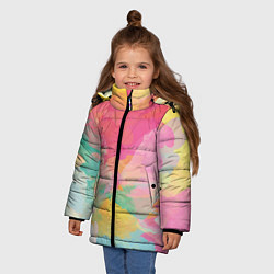 Куртка зимняя для девочки Радужная акварель, цвет: 3D-красный — фото 2