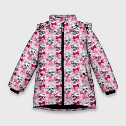 Куртка зимняя для девочки Йоркширский Терьер на Розовом Фоне, цвет: 3D-черный