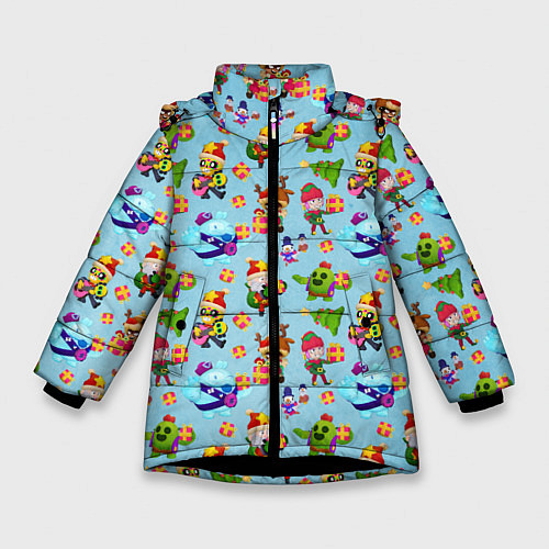 Зимняя куртка для девочки Brawl Stars Christmas Pattern / 3D-Черный – фото 1