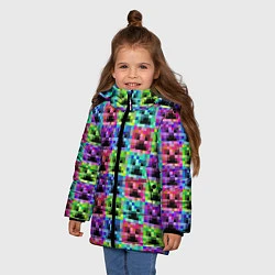 Куртка зимняя для девочки МАЙНКРАФТ MINECRAFT ЦВЕТНЫЕ КРИПЕРЫ, цвет: 3D-красный — фото 2