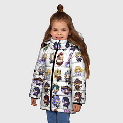 Куртка зимняя для девочки Все герои Геншин Импакта чиби паттерн, цвет: 3D-красный — фото 2