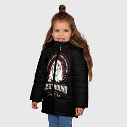 Куртка зимняя для девочки Бассет Хаунд Basset Hound, цвет: 3D-черный — фото 2