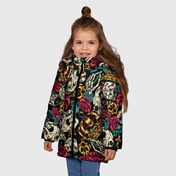 Куртка зимняя для девочки Узор для хипстера, цвет: 3D-черный — фото 2