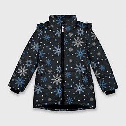 Куртка зимняя для девочки Снежинки, цвет: 3D-черный