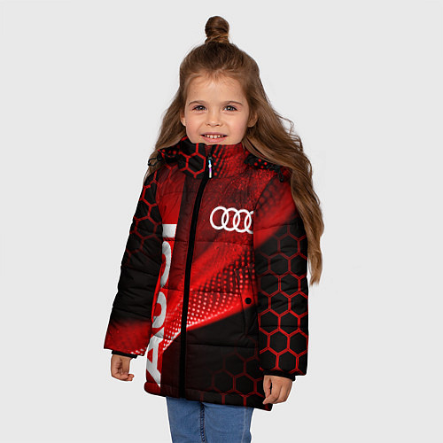 Зимняя куртка для девочки AUDI АУДИ SPORT СПОРТ RED AND BLACK / 3D-Светло-серый – фото 3