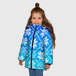Куртка зимняя для девочки ЗИМНИЙ НОВОГОДНИЙ УЗОР СВИТЕР, цвет: 3D-черный — фото 2