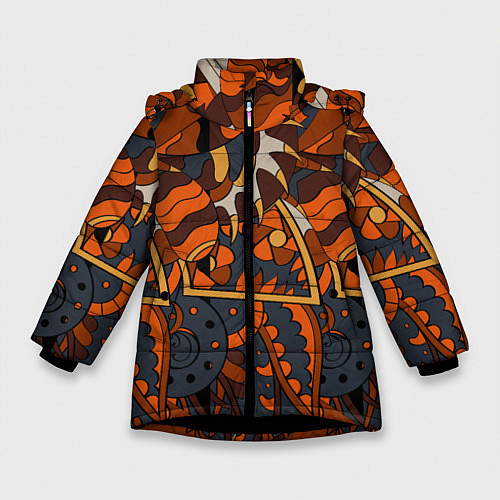 Зимняя куртка для девочки Абстрактные текстуры / 3D-Черный – фото 1