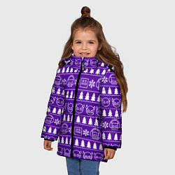 Куртка зимняя для девочки Орнамент Geometry Dash, цвет: 3D-светло-серый — фото 2