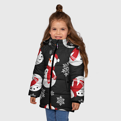 Зимняя куртка для девочки Снеговик! / 3D-Красный – фото 3