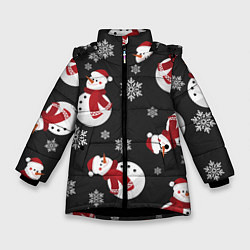Куртка зимняя для девочки Cнеговики, цвет: 3D-черный