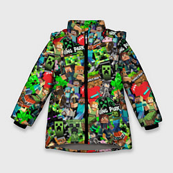 Куртка зимняя для девочки МАЙНКРАФТ ВСЕ ГЕРОИ И ПРЕДМЕТЫ, цвет: 3D-светло-серый