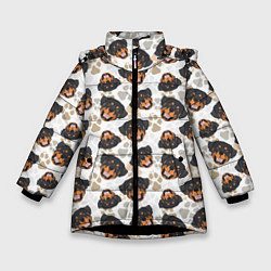 Куртка зимняя для девочки Собака Ротвейлер Rottweiler, цвет: 3D-черный