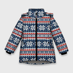 Зимняя куртка для девочки Knitted Christmas Pattern