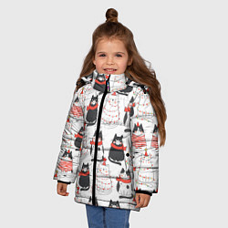 Куртка зимняя для девочки НОВОГОДНИЕ КОТИКИ 2022, цвет: 3D-красный — фото 2