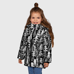 Куртка зимняя для девочки Лес абстрактных ёлок, цвет: 3D-светло-серый — фото 2